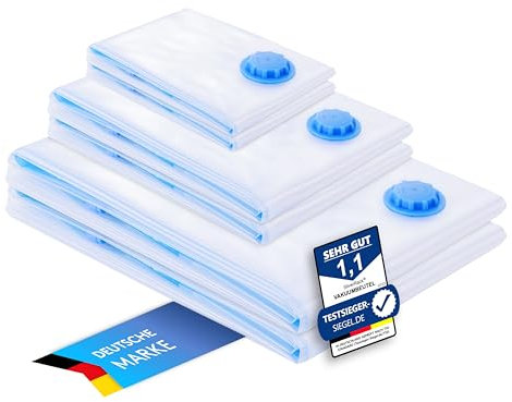 SilverRack Vakuumbeutel Set [6 Stück] in 3 Größen (2x 40x60 cm / 2x 60x80 cm / 2x 80x100 cm) - Staubsauger Vakuumierbeutel für Kleidung u. Bettdecken - Aufbewahrung Vakuumbeutel für Kleidung