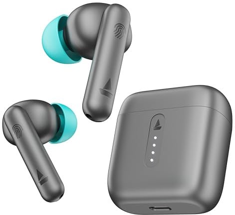 boAt Airdopes 141 Bluetooth 5.1 Truly Wireless in Ear Earbuds with 42H Playtime, Beast Mode(Low Latency Upto 80ms) for Gaming, IPX4 Water Resistance, ENx Tech, IWP, Smooth Touch Controls(Cyan Cider)
