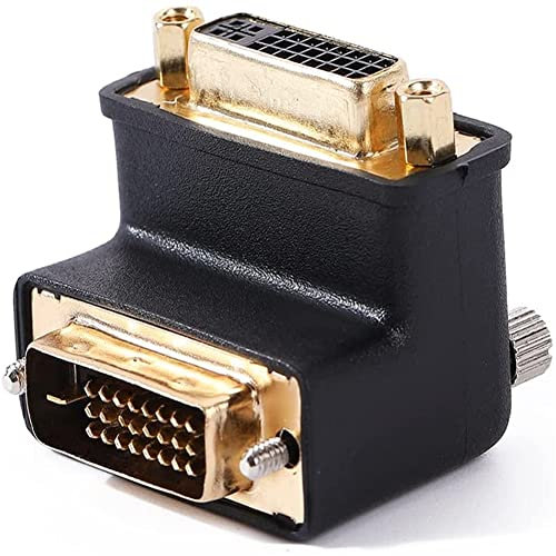 DTech Adaptateur DVI-I femelle vers DVI-D mâle à angle droit DVI connecteur 90 degrés installé dans peu d'espace