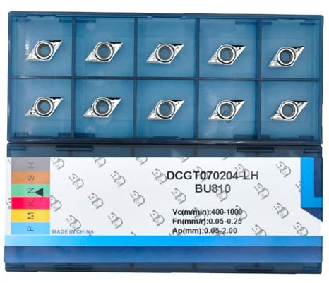 CDBP Inserti in Carburo DCGT070204/DCGT21.51 per Alluminio, Fresatura e Taglio Leghe Alluminio,Utensili Taglio CNC ad Alta Precisione,10pezzi
