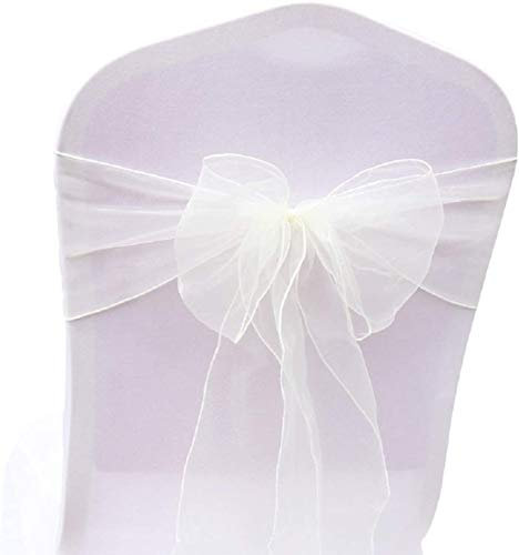 JIUERYY 100 Stück Bänder aus Organza, Stuhlschleifen, für Hochzeit, Dekoration, Zeremonie, Party, Event, Geburtstag, 17 x 275 cm, Beige