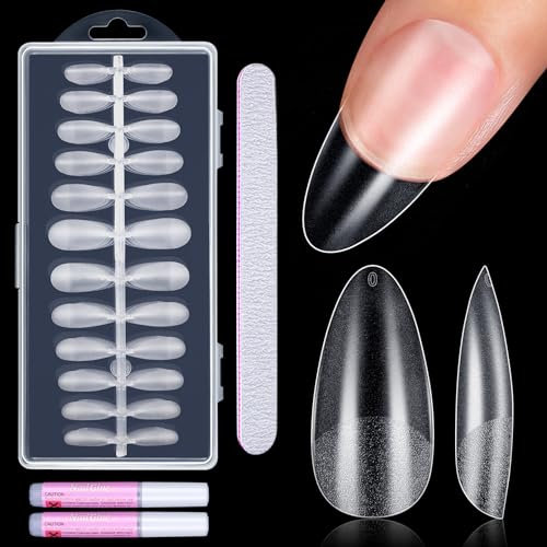 MELLIEX 240 Stück Nageltips, Matt Künstliche Nägel Harz Full Cover Tips für Gelnägel Falsche Nägel zum Aufkleben mit Kleber, 12 Größen