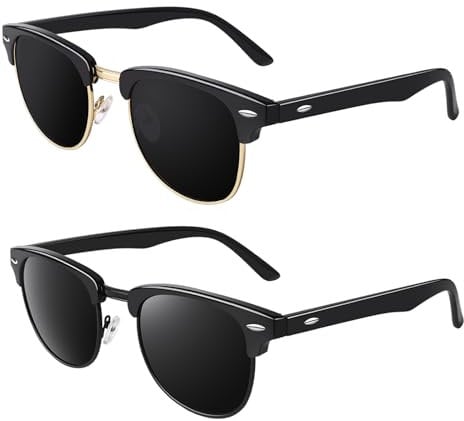 GQUEEN Horn Gestell Halbrahmen Retro Polarisiert Sonnenbrille Herren Damen