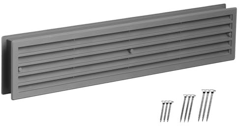 LIRAST 450x92mm Grille de Ventilation de Porte - Gris Grilles d'Aération en Plastique avec Vis - Couvercle Aeration Rectangulaire Bilatérale - Ventilation Entre Les Pièces