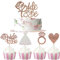 Bride To Be Cake Topper,12 Stück Roségold Cupcake Topper Glitter Verlobung Deko Tortenstecker für Bridal Shower Supplies Bachelorette Party Dekorationen