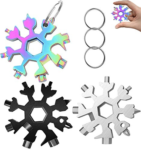 18 in 1 Schneeflocke Multi Tool, 3 Stück Schneeflocke Multitool Werkzeug, Schneeflocken Multitool Edelstahl Schneeflocke Werkzeug, Snowflake Multitool für Papa Weihnachtsgeschenke (3pcs)