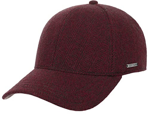 Stetson Plano Wool Cap Herren Baseballcap Schirmunterseite Leder Herringbone Design Baumwollfutter Herbst Winter dunkelrot M (56-57 cm)