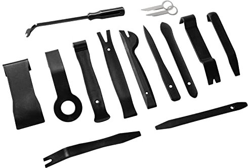 PHYLES Outil Demontage Garniture Voiture, 14PCS Outils de DéMontage Garnitures Universels pour Enlever Les Panneaux de Porte et Les Panneaux, Noir