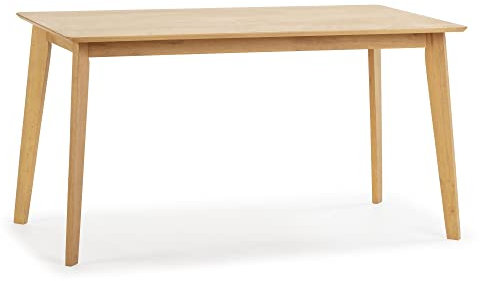 HOMN LIVING Mesa de comerdor Pomago 140x80 cm Color Roble, Madera Maciza, 140 cm (Ancho) 80 cm (Profundo) 75 cm (Altura)