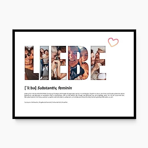 codiarts. Poster XL-Grußkarte personalisiert, mit deinen Fotos und Definition, DIN A4 Klappkarte, inkl. Umschlag, optional mit Rahmen, Fotogeschenk personalisierbar (014 LIEBE)
