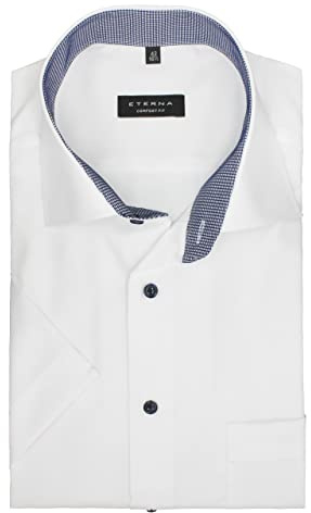 ETERNA Herren Businesshemd Kurzarm Comfort FIT | Uni weiß | Kent Kragen Gr. 45