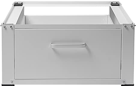 Vonia Waschmaschinen Untergestell mit Schublade 63 x 54 x 31 cm - Waschmaschine-Unterschrank max bis 150 kg Weiẞ