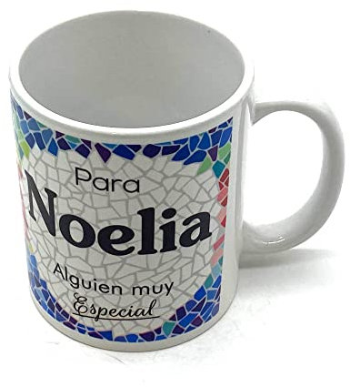 PLUS HOME Taza personalizada con nombre. Regalos personalizados con nombre y texto. Tazas con frases originales.NOELIA