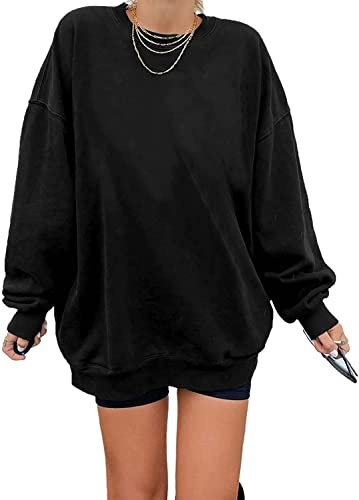 Sudadera para mujer Los Ángeles Jersey Oversized Manga Larga Cuello Redondo Suéter Básico Holgado Tops Sin Capucha Adolescentes Vintage Tops Camisetas