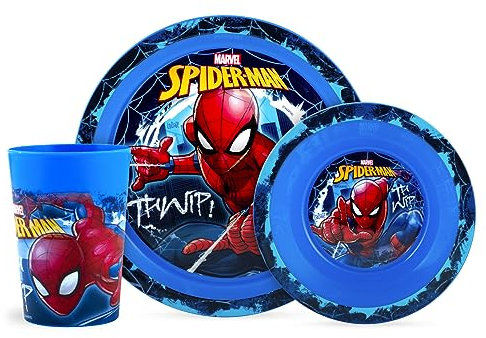 Lulabi Spiderman Set 3 Pezzi Bimbo, Polipropilene, Blu, Decorato