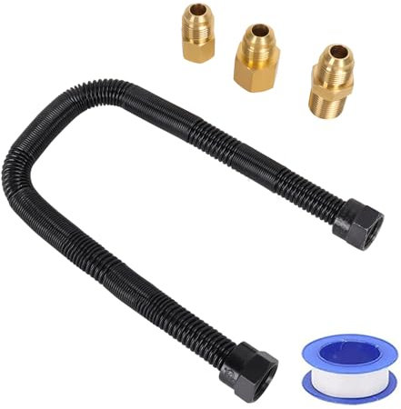 Flexibles Gasleitungsanschluss-Set, 1,27 cm (1/2 Zoll), ohne Pfeife, 5/8 Zoll OD x 3/8 Zoll ID, Flex-Gasleitung für Erdgas, Kamin, Feuerstelle, Außengasheizungen, Trockner, Gasleitungs-Set,