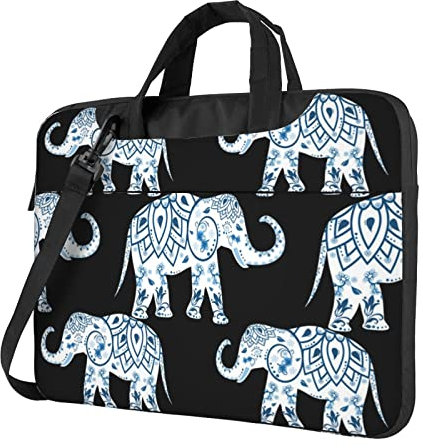 LAMAME Laptoptasche mit Rosen- und Totenkopf-Motiv, tragbar, ultradünn, Laptoptasche, Azteken-Elefant, 15.6 inch
