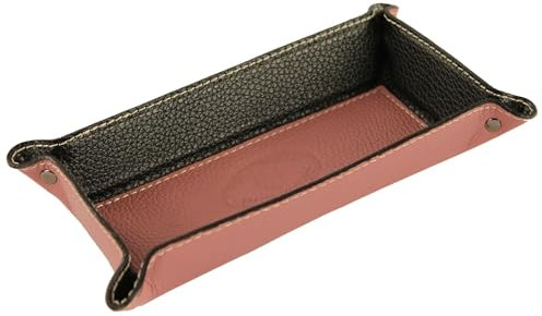 modamoda de - K02 - Dekoschale Taschenleerer Ablage aus Echtleder 20x10x4 cm, Farbe:Altrosa