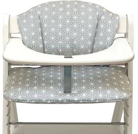 Blausberg Baby - Sitzkissen Set ABWASCHBAR für Alpha Hauck Kinderhochstuhl – Happy Star Grau - Made in Germany