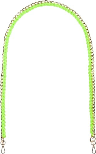 styleBREAKER Taschen Schulterriemen mit eingeflochtener Kette, Wechsel Taschengurt, Handyband, Handykette, Karabiner 02013038, Farbe:Neongelb