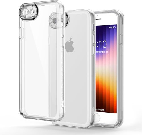 Honeyview Colored Clear Case for iPhone SE 2020/2022, iPhone 8/7 with Matte Border, Non-Yellowing, Shockproof, Armour Phone Cover for Apple iPhone SE 2nd 3rd Generation - White