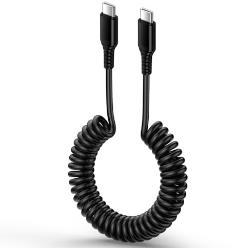 USB C auf C Spiralkabel, 1.8M Typ C Android Auto Handy Ladekabel Schnellladekabel for Samsung Galaxy S24 Ultra S23 FE S22 S21 S20 A33 A34 A52 A54 A55 5G, iPhone 16 15 Pro Max Plus, Huawei P40 P30Lite