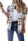 YMING Femme De Bûcheron à Manches Veste Longues Chemise à Carreaux Chemise à Carreaux D'automne Chemise Décontractée à Carreaux Kaki M
