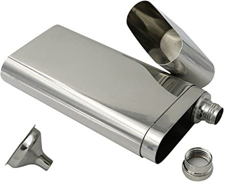 XANAYXWJ Hip Flask Portable Stainless Steel Hip Flask with Cigarette Box Stainless Steel Flagon and Funnel Can Hold 2 Pcs Cigar Storage Case Hip Flasks for Women