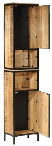 Badschrank 40x27x180 cm Eisen und Massivholz Mango, 3217113