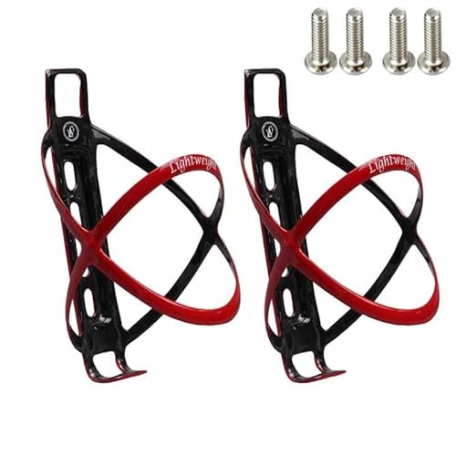 Porte Gourde Velo 2 pièces Ultra-léger 18g Porte-Bouteille en Carbone VTT vélo de Route Universel Ultra-léger vélo en Plastique Porte-Bouteille d'eau Porte Bidon Velo(2PCS Plastic Red)