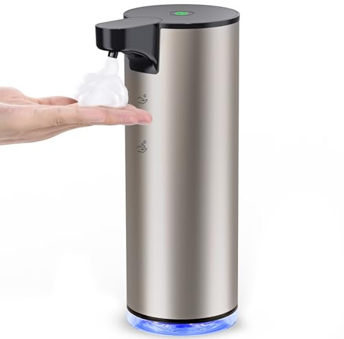 Dispensador automático de jabón de Espuma sin Contacto: dispensador de jabón automático con Sensor de Movimiento con indicador de Limpieza automática y luz, dispensadores de jabón Manos Libres de