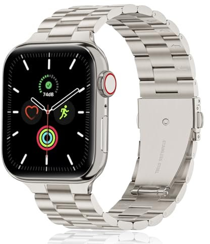 QAZNZ Metall Kompatibel mit Apple Watch Armband 40mm 41mm 38mm 42mm(Series 10), Damen Herren Edelstahl iWatch Bands für Apple Watch Ultra 2/Ultra SE, iwatch Series 10 9 8 7 6 5 4 3 2 1(Polarstern)