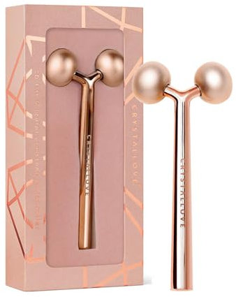 CRYSTALLOVE Gesichtsmassagegerät - Rosengold - 3D Gesichtsroller - Anti-Aging Massageroller - Gesichtslifting Massager - Massagegerät - Face Massage Roller