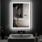 ChillCruiser Miroir de salle de bain LED 450 x 600 mm avec cadre noir, lumière avant et rétroéclairé, intensité variable en continu, anti-buée, incassable, mémoire, miroir de courtoisie LED 3 couleurs