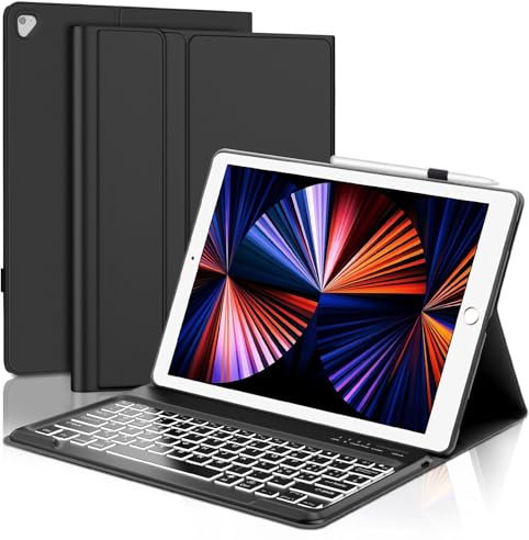 Tastiera iPad Pro 12.9 2017/2015, Cover Tastiera iPad Pro 12.9 1a/2a Generazione Pollici, Tastiera Italiano Retroilluminata Bluetooth Rimovibile per iPad Pro 12.9 A1584 / A1652/ A1670 / A1671, Nero