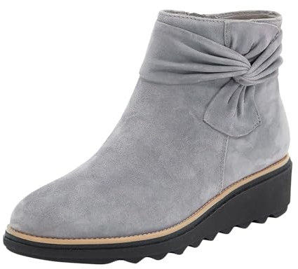 OBiQuzz Stivaletti da donna con tacco elegante, con cerniera, zeppa, in pelle scamosciata, tinta unita, eleganti, leggeri, comodi e per il tempo libero, Grigio, 46, 42