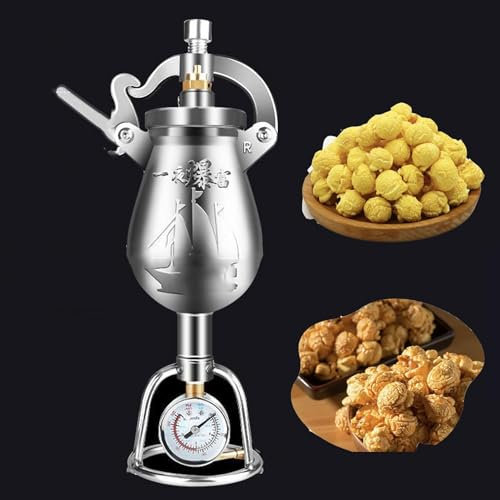 JSTDDP Mini Macchina per Popcorn retrò Cinese, pentola addensata, con valvola limitatrice di Pressione, Popcorn in Acciaio Inossidabile a manovella