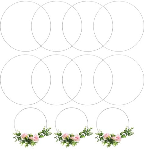 WeddHuis 8 Stück Metallringe zum Basteln, Handwerkliche Metallringe, Traumfänger Ringe, Deko Ringe für Hochzeitskranzdekor (15 cm) (Silber)