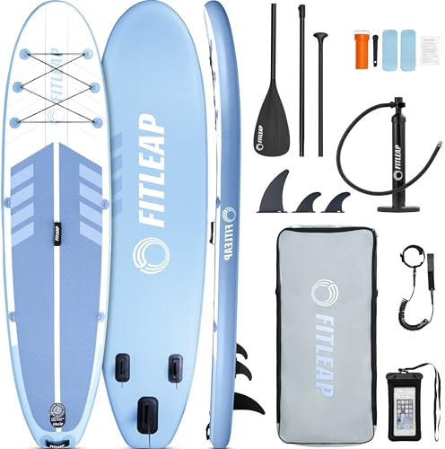 Fitleap Premium Stand Up Paddling Board Set, aufblasbares SUP Board mit Pumpe, verstellbarem Paddel und Rucksack, für Anfänger und Profis, perfekt für Yoga, Surfen und Wassersport