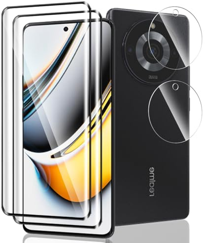 Jaavkkma 2 Piezas Protector Pantalla para Realme 11 Pro/11 Pro+ Cristal Templado + 2 Piezas Protector Cámara, 9H/Sin Burbujas, Película Protectora para Realme 11 Pro/11 Pro+ - HD Vidrio Templado