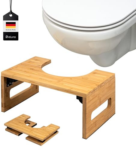 eluno Toilettenhocker, Fußbank aus Bambus mit Anti-Rutsch-Pads, platzsparend zusammenklappbar, Stabiler Klohocker ideal für Erwachsene und Kinder bietet Entlastung bei Verstopfung, Blähungen