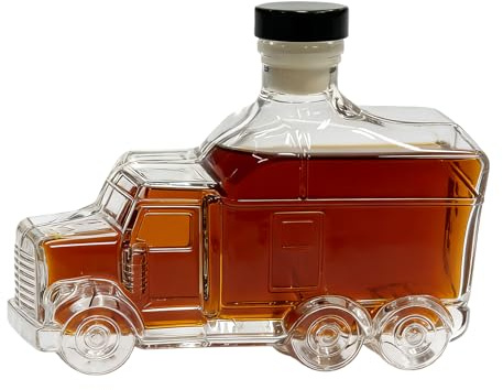 Hitburu Decanters for Alcohol - Half Truck Whiskey Bottle - 375ml Decorative Decanter with Stopper for Liquor Beer Champagne Hosting Home Bar Parties Weddings Brunch Birthdays