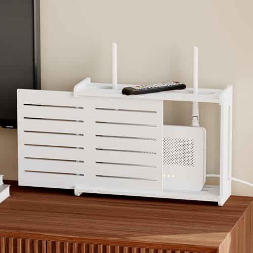 Giklux Router Verstecken, Routers-Aufbewahrungsbox, Routers-Versteck, Routerkasten, Wandboxen, WLAN-Regal, WLAN-Schrank, Router verstecken, WLANS-Box, Einfache Installation Klein