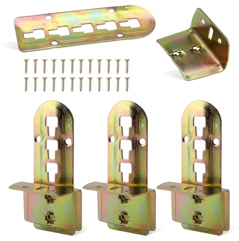 4er Set Bettverbinder Metall, Bettwinkel Höhenverstellbar Bettbeschlag Lattenrost Halter Bettbeschläge für Mittelbalken & Lattenrostauflage
