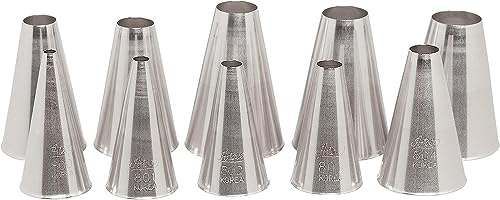 Ateco 810-10 Piece Plain Tube Set, Stainless Steel Pastry Tips, Sizes 0-9