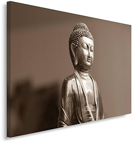 Feeby. Wandbild - 1 Teilig - 30x40 cm, Leinwand Bild Leinwandbilder Bilder Wandbilder Kunstdruck, BUDDHA, KULTUR, RELIGION, BRAUN
