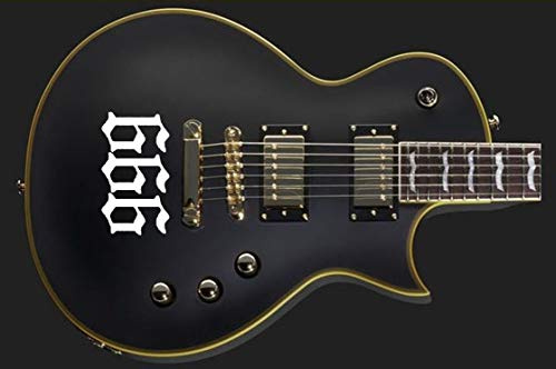 666 Number Of The Beast Vinyl Body Guitar & Bass Stickers for Guitar white