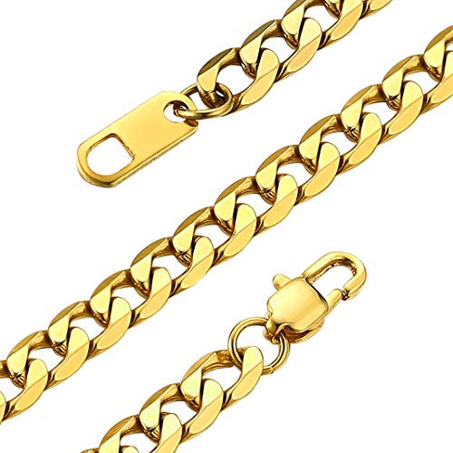 GOLDCHIC JEWELRY 6mm Curb Link for Men Women, 18K Gold Plated Man Chain Necklace with Gift Box