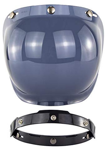 Breale Casque de moto vintage avec visière anti-UV et visière à trois boutons sur visière pour casque de moto