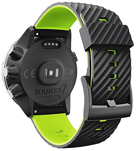 WIIKAI Armband Ersatzarmbänder kompatibel für suunto 7/9/9 baro/spartan sport/D5 Silikon Ersatz Uhrenarmbänder.(Schwarz + Grün)